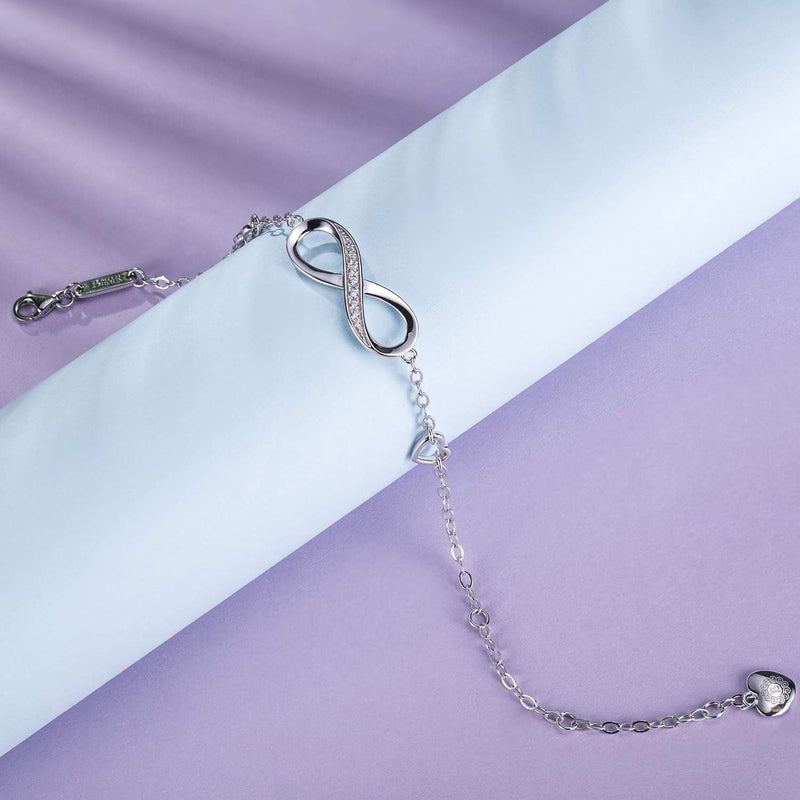 Billie Bijoux Womens 925 Sterling Silver Infinity Endless Love Symbol Charm Adjustable Bracelet Mother'S Day Gift for Wife Women Girls Mom