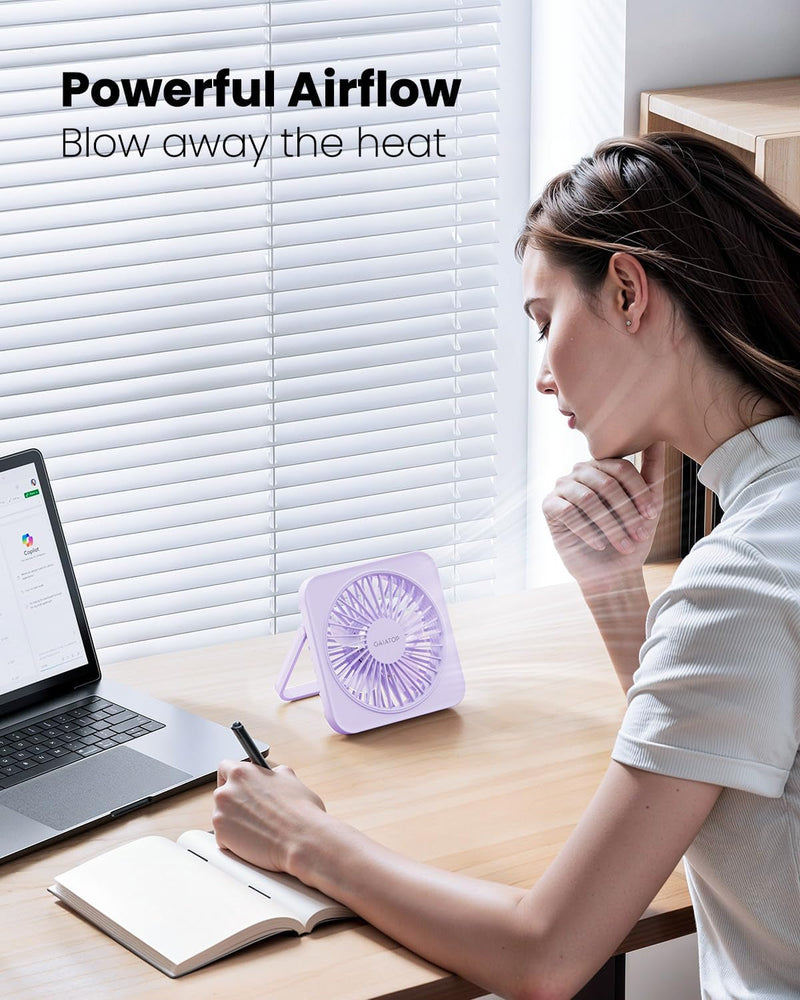 Gaiatop USB Desk Fan, 5 Inch Personal Fan Small Portable Table Fan with 180° Tilt Folding and 3 Speeds, Strong Wind Ultra Quiet Personal Cooling Fan for Office Home Bedroom Desktop Travel