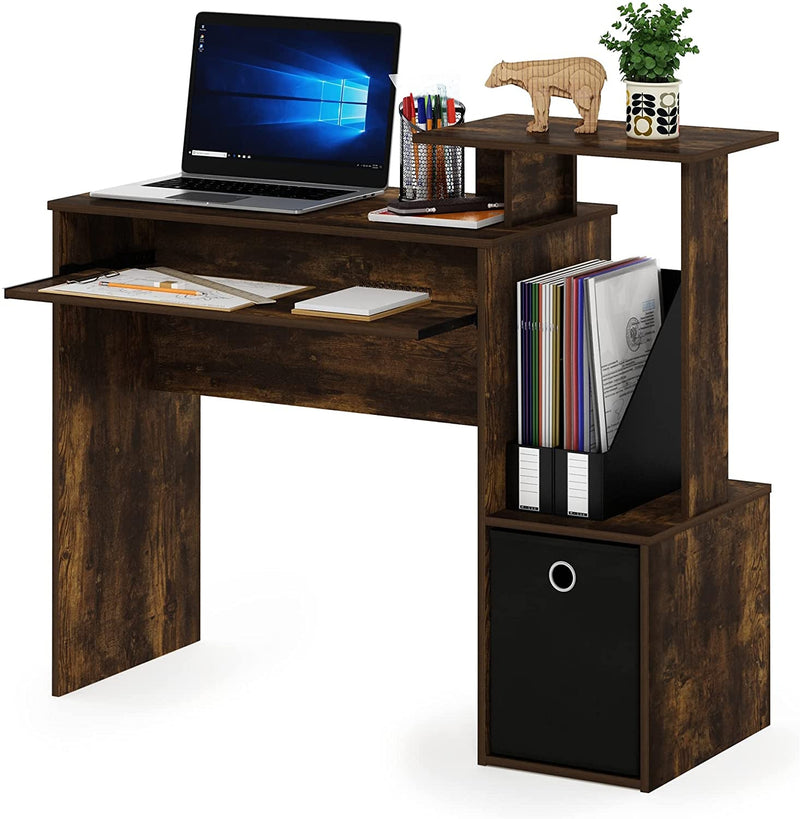 Furinno Econ Computer Writing Desk, Amber Pine/Black