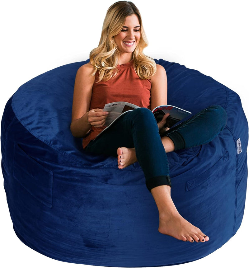 HABUTWAY Bean Bag Chair 3Ft Luxurious Velvet Ultra Soft Fur with High-Rebound Memory Foam Bean Bag Chairs for Adults Plush Lazy Sofa with Fluffy Removable Sponge 3'(Black New)