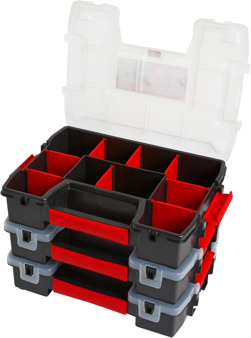 CRAFTSMAN Storage Organizer, Small Parts Organizer, 3-Packs with 10-Compartments, Lid Includes Secure Latch (CMST60964M)