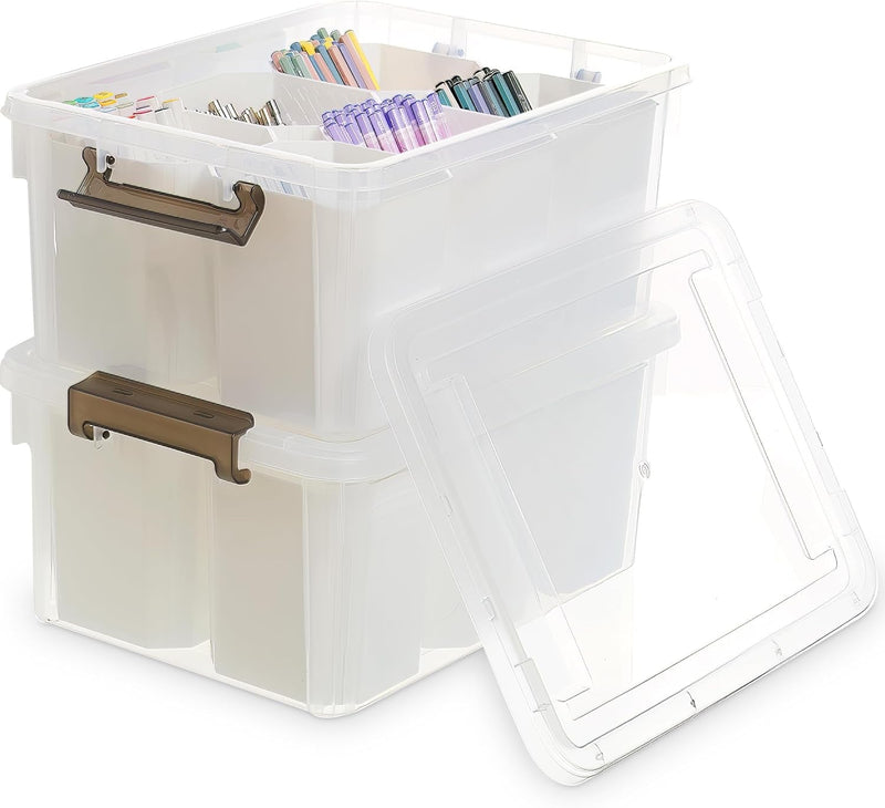 Citylife 17 QT Plastic Storage Bins Clear Storage Box with Lids Multipurpose Stackable Storage Containers for Organizing Tool, Craft, Crayon