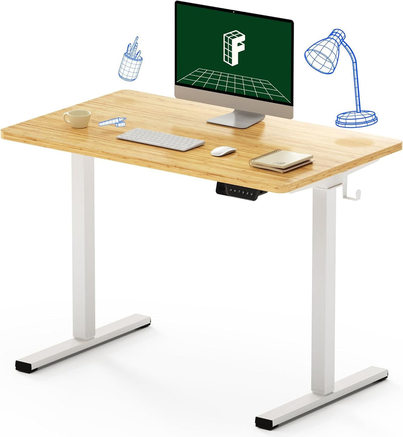 FLEXISPOT Standing Desk Electric Stand up Desk with 40 X 24 Inches Ergonomic Memory Controller Height Adjustable Desk with USB Charging Ports(White Frame + Classic Gray Desktop)