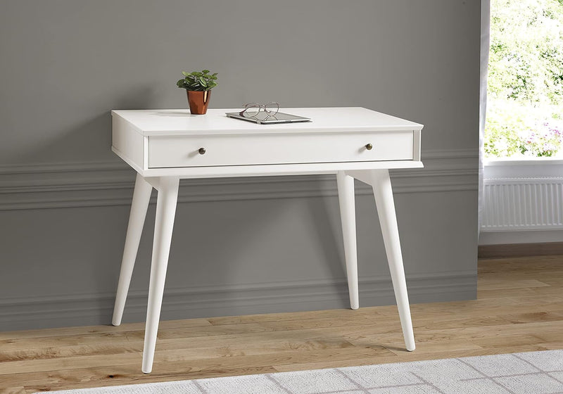 Camaflexi Midcentury Wood Desk, 30" H X 35.75" W X 20" D, White
