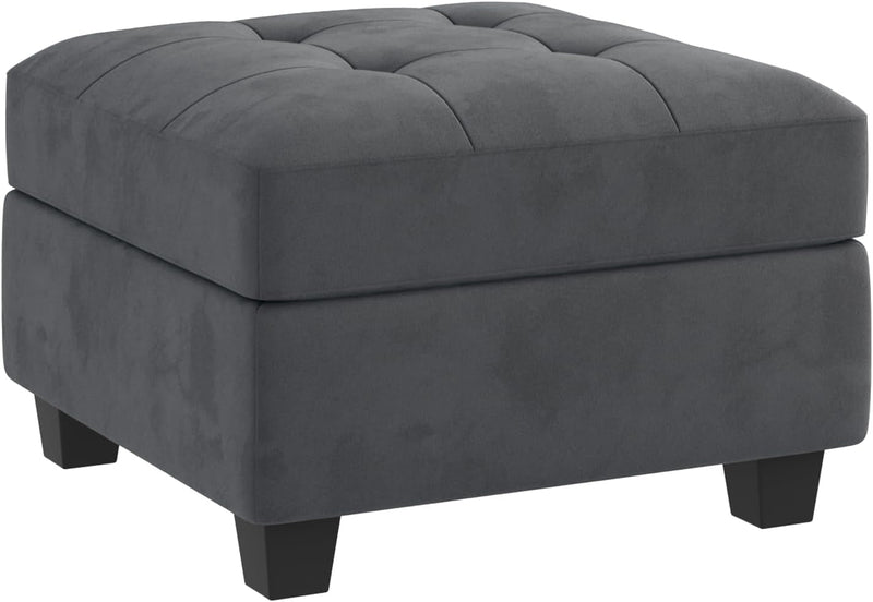 Module de siège central HONBAY pour canapé modulaire en velours, fauteuil d'appoint sans accoudoirs avec rangement, gris