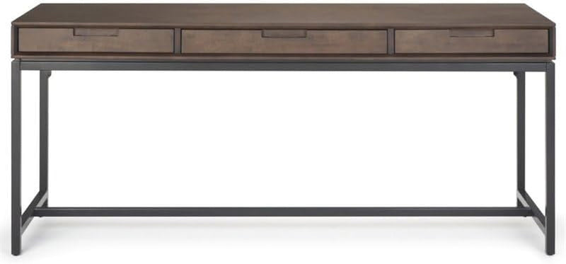 Allora Solid Wood Computer Desk for Home Office, 72" Industrial Writing Desk for Small Space, Tall Modern Study Table for Bedroom, Simple Rustic Work Desk in Dark Walnut Brown