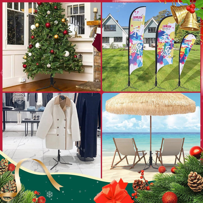 Christmas Tree Stand for Artificial Trees - Suitable for 0.8 to 1.4 Inch Tree Trunks, Providing Stable Support for up to 9 Feet Christmas Trees, Secure Detachable Metal Christmas Tree Base