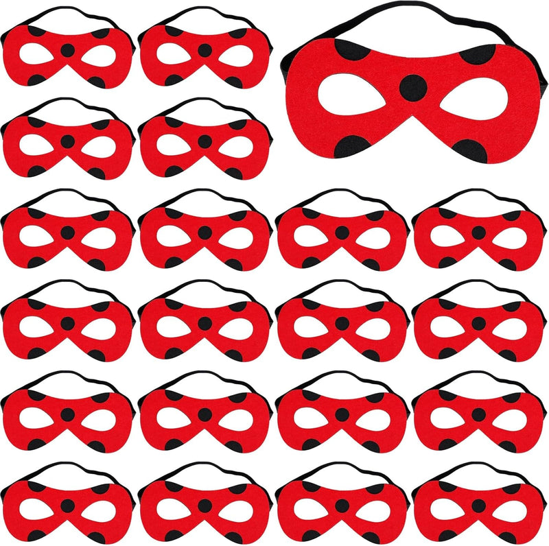 24 Pieces Lagybug Mask for Woman Girls Black Spot Red Miraculous Ladybug Mask Costume Halloween Party Cosplay Decorations