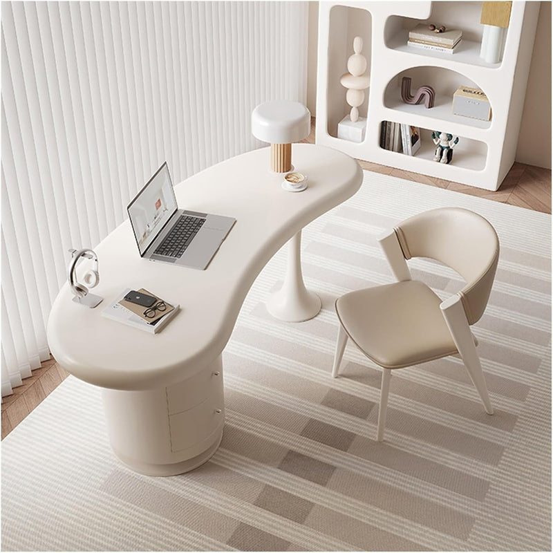 Computer Desk Side Table Creative Desk Home Cream Style Office Desk Bedroom Desk Study Table with Storage Drawer Cabinet Computer Table Gaming Desk Large Desk