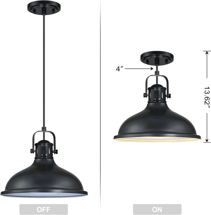 Doraimi Lighting 3 Pack 1 Light Pendant Light Industrial Vintage Fixtures Metal Chandelier Lights Painting Black Finish,Ceiling Lamp for Kitchen Home Island Dining Room Bedroom Farmhouse