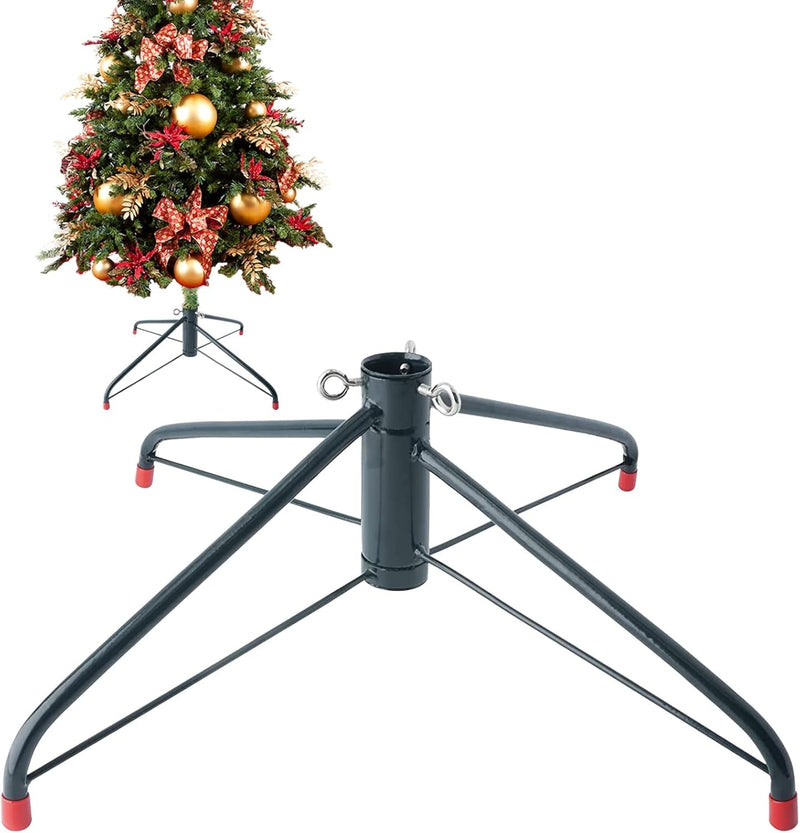 EZYDECOR Christmas Tree Stand for Artificial Trees 21.7" Tree Stand for Real Christmas Tree Metal Christmas Tree Base Replacement with Red Stand Foot Covers (55Cm)