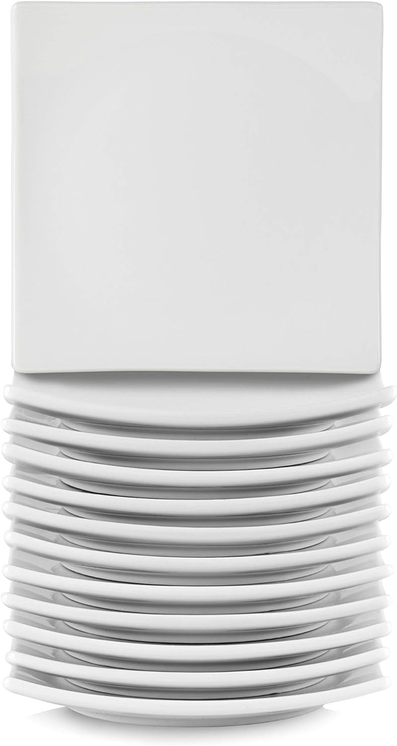 10 Strawberry Street 10" Catering Square Dinner Plate, Set of 12, White