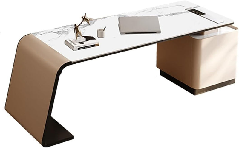 Computer Desks Modern Slate Countertop Desk with Locker Combination Boss Desk Simple Computer Desk Study Desk Desk Executive Desk Home Office Table (B Long Cabinet)