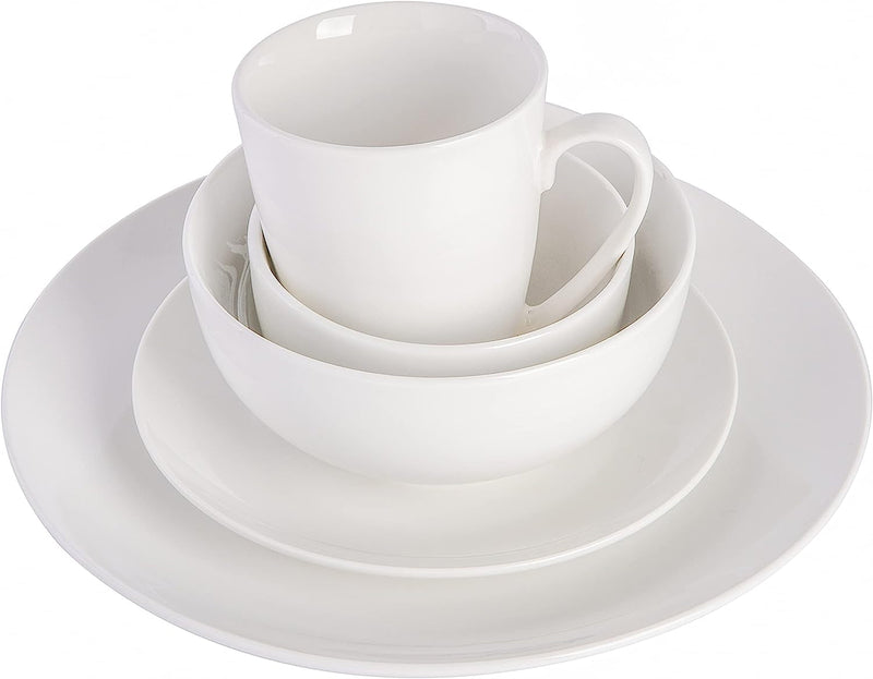 Gibson Home Zen Buffet Porcelain Dinnerware Set, Service for 6 (30Pcs), White (Coupe)