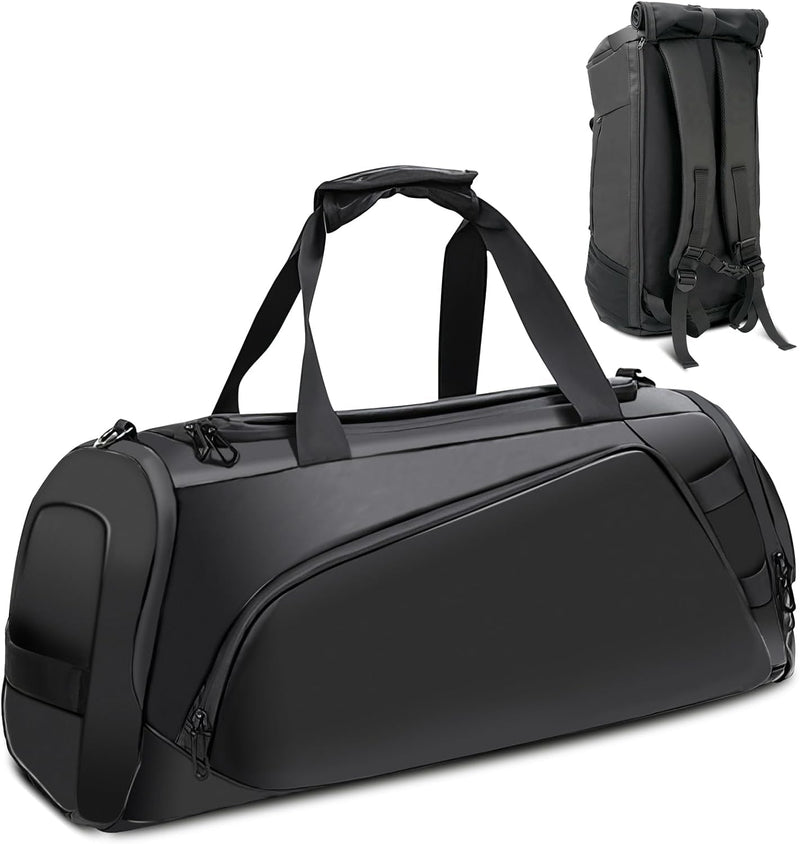 40L Travel Duffle Bag, 4-In-1 Large Gym Bag with Shoe & Wet Clothes and Laptop Compartments, Black