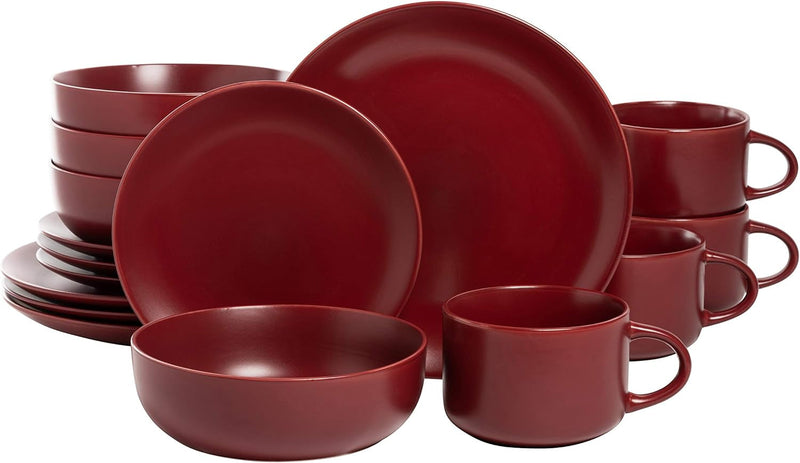 10 Strawberry Street Wazee Matte Coupe Dinnerware Set, 16 Pc, Black