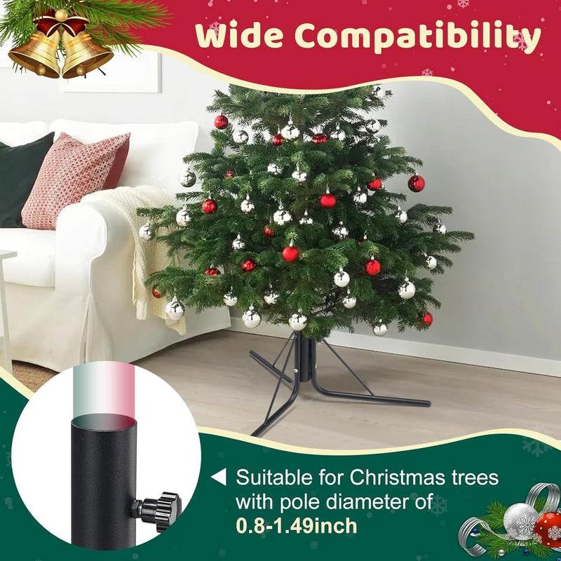 Christmas Tree Stand for Artificial Trees - Suitable for 0.8 to 1.4 Inch Tree Trunks, Providing Stable Support for up to 9 Feet Christmas Trees, Secure Detachable Metal Christmas Tree Base