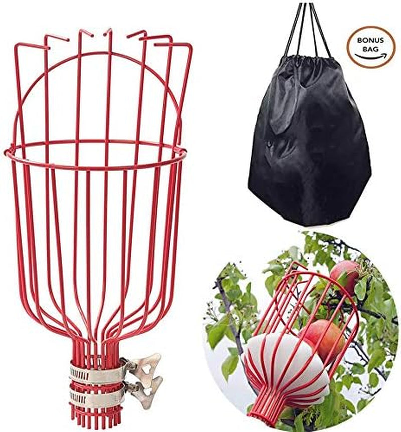 COCONUT Fruit Picker Tool, Fruit Picker with Basket and Pole Easy to Assemble & Use Fruits Catcher Tree Picker for Getting Fruits(5Ft)