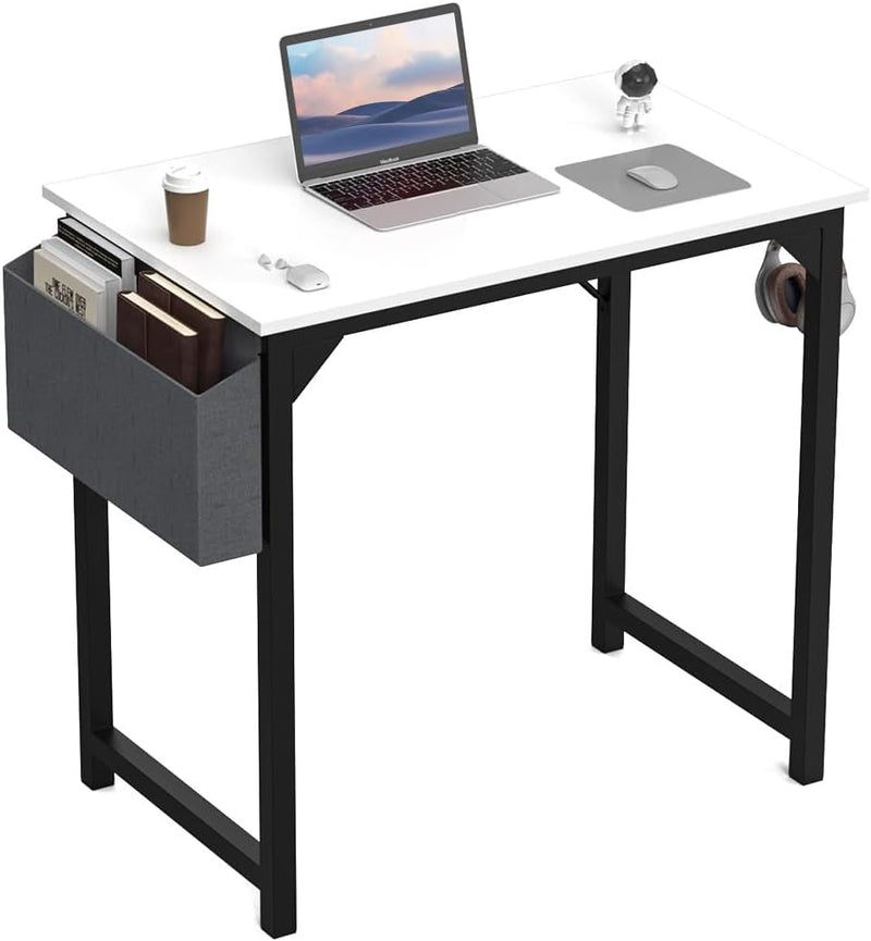 DUMOS 32 Inch Office Small Computer Desk Modern Simple Style Writing Study Work Table for Home Bedroom - White