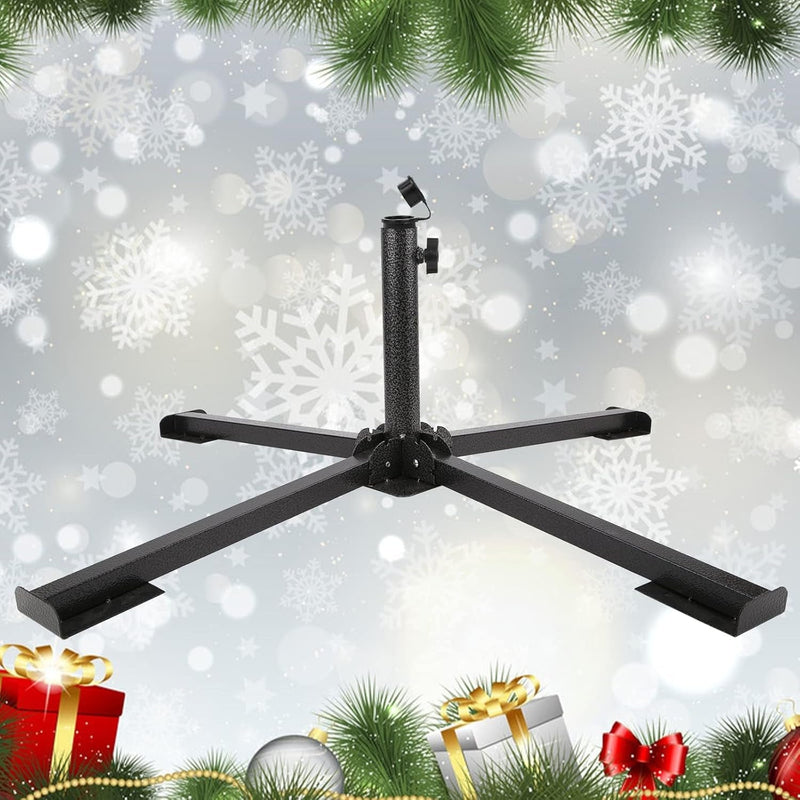 Big Size Folding Christmas Tree Stand for 3-10 Ft Artificial Trees Artificial Xmas Tree Base Replacement Xmas Base Fits 0.5-1.4 Inch Poles, Black