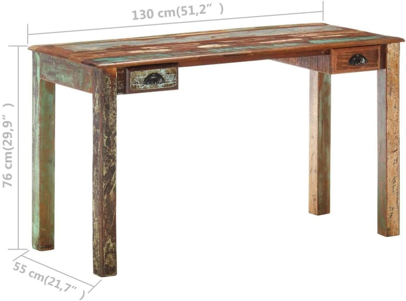 Desk 51.2"X21.7"X29.9" Solid Reclaimed Wood, Office Desks & Workstations, Study Desk, Dressing Table, Desk Table for Study, Bedroom, Office
