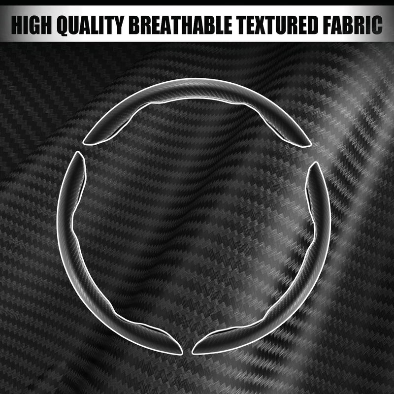 Amiss 3Pcs Car Carbon Fiber Anti-Skid Steering Wheel Cover，Segmented Steering Wheel Protector, Butterfly Steering Wheel Cover, Universal 99% Car Wheel Cover Protector, Car Interior Accessories(Black)