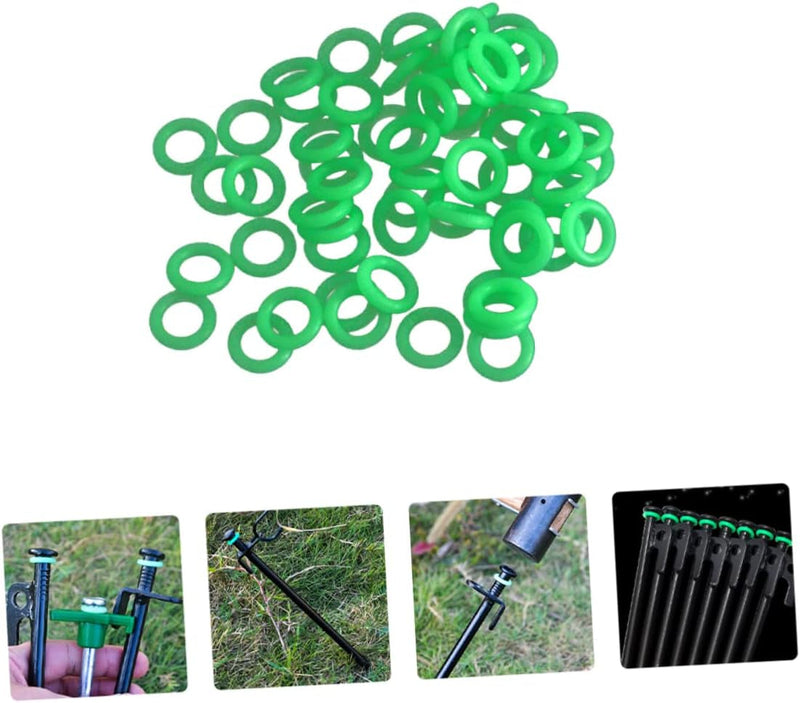 50Pcs Ground Nail Luminous Circle Camping Tent Rings Camping Accessories Tent Stake Fluorescent Ring D Ring Glow Accessories the Ring Tent Pegs Nail Ring Camping Rope Green Plastic