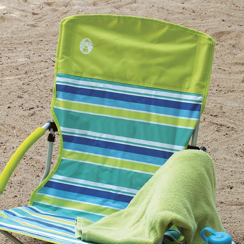 Coleman Utopia Breeze Beach Chair, Lightweight & Folding Beach Chair with Cup Holder, Seatback Pocket, & Relaxed Design; 21-Inch Seat Supports up to 250Lbs