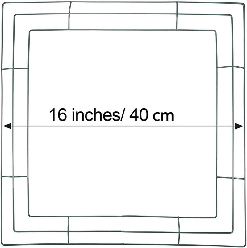 2 Pack 16 Inch Wire Wreath Frame for Crafts, Square Shaped Metal Wreath Form Floral Flower Wreath Frames for Christmas New Year Valentines Holiday Front Door Wreath Making Supplies