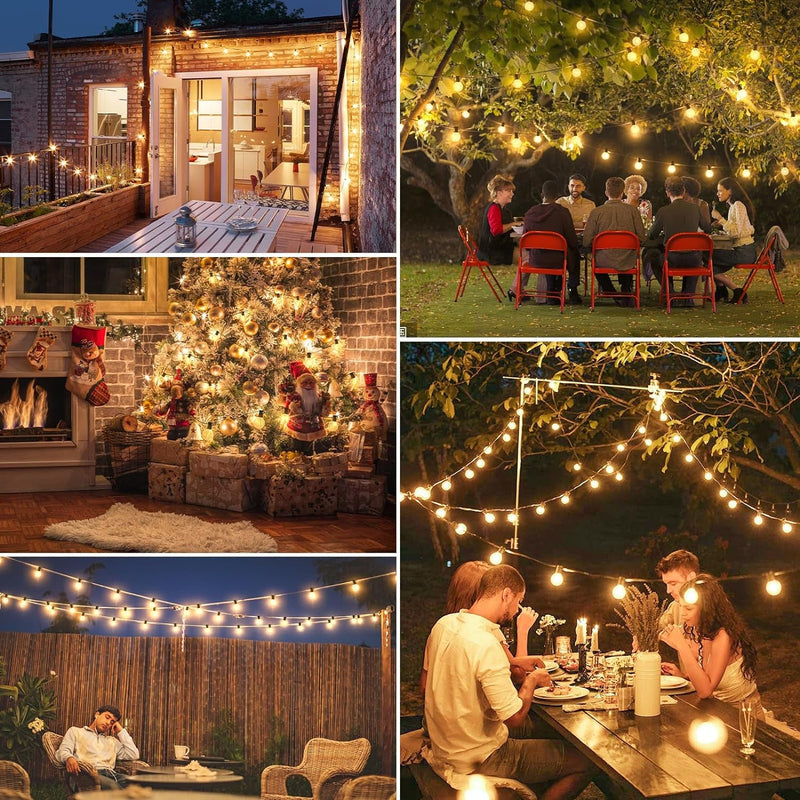 120FT Outdoor String Lights, Waterproof outside Patio String Lights with 62 Shatterproof Dimmable G40 LED Globe Bulbs, Connectable Hanging Lights for Porch Backyard Garden House Party Wedding Bistro