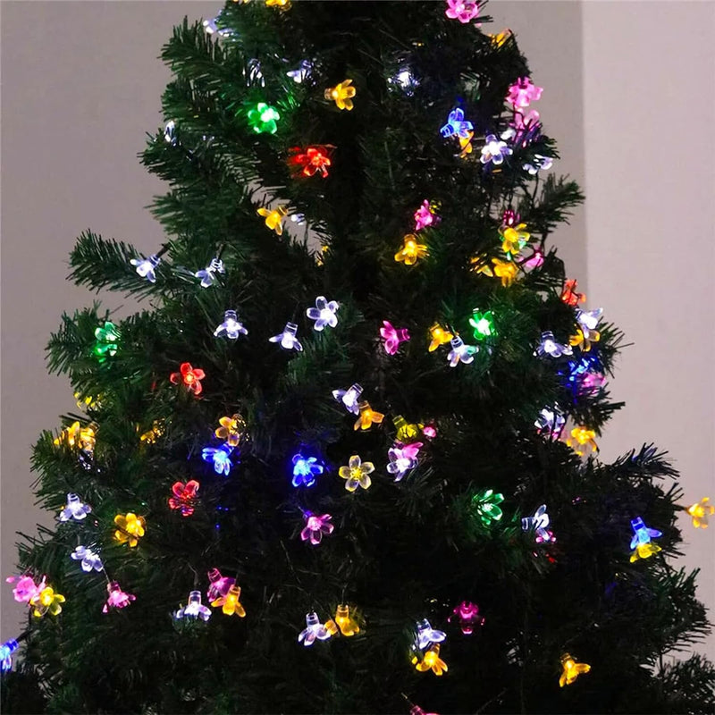 Cute Cherry Blossom Decorative String Lights, 33Ft 100 LED USB Plug in Flower Decorations with Timer, Festival Wedding Party Christmas Tree Garland Camping Tent Room Hanging (Multicolor)