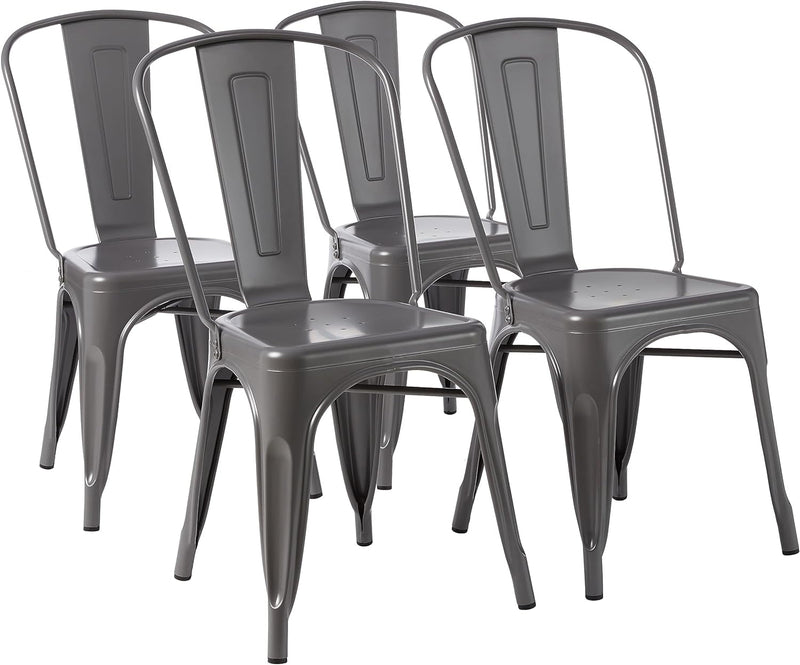 Amazon Basics 33DC01S4-BK Chair, 4 Pack, 20.1"D X 17.1"W X 33.5"H, Matte Black