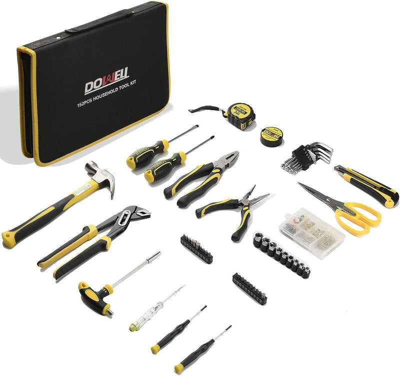 DOWELL Tool Set Tool Kit 152-Piece Household Tool Kit Set Sockets Set Pliers Screwdriver Set with Storage Tool Bag Pouch HYT152