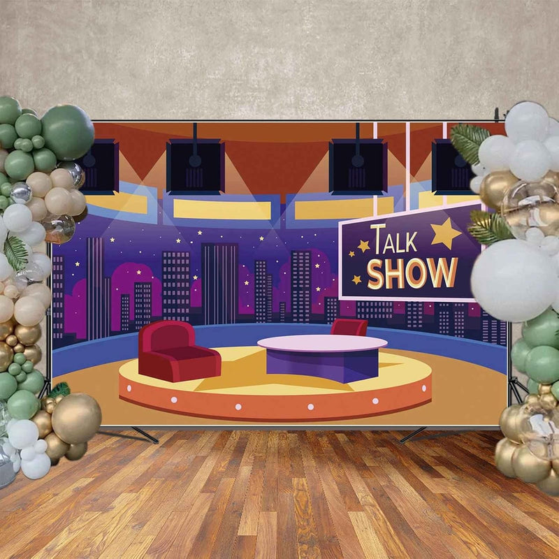 10X6.5Ft Direct Broadcasting Room TV Video Wall Photo Studio Background Teletorium Got Talk Talent Show Backdrop Children Birthday Graduation School Party Decoration Photography Back Drop