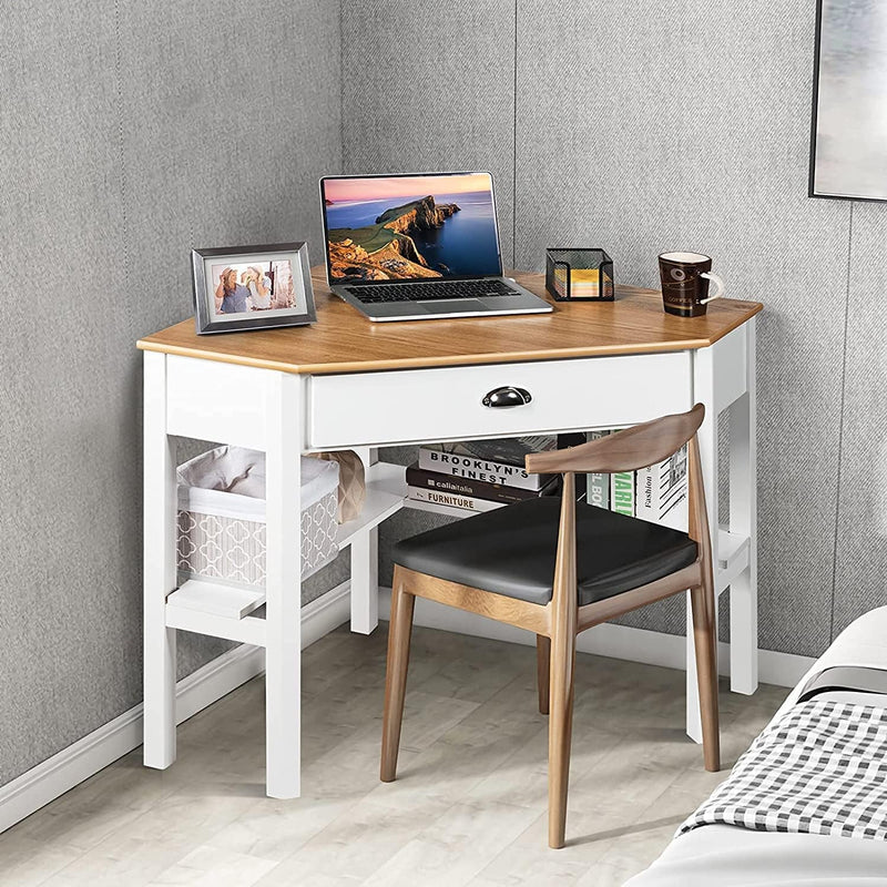 Corner Desk, Natural & White