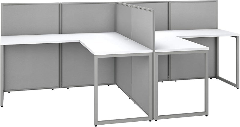 Bush Business Furniture Easy Office 2 Person L Shaped Cubicle Desk Workstation, 60W X 45H, Pure White