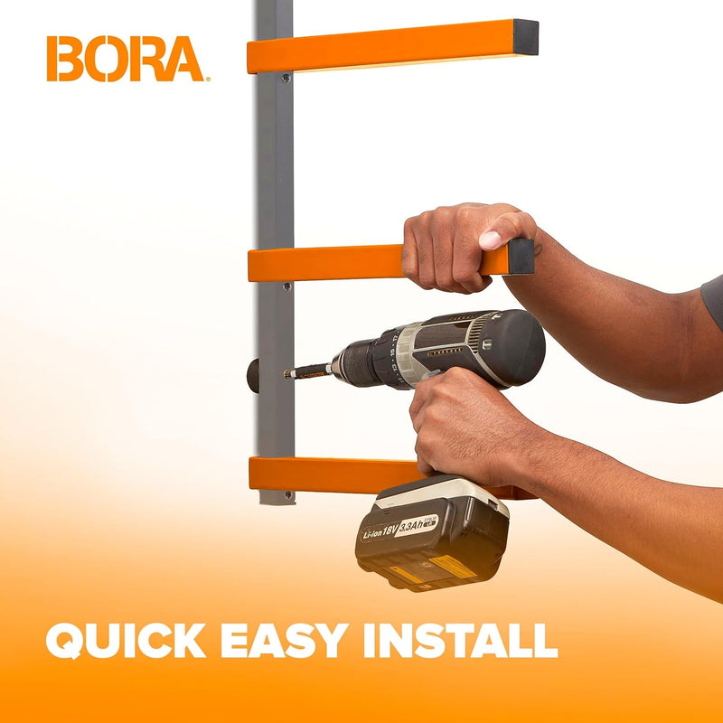 Bora Wood Organizer and Lumber Storage Metal Rack with 6-Level Wall Mount – Indoor and Outdoor Use, in Orange | PBR-001