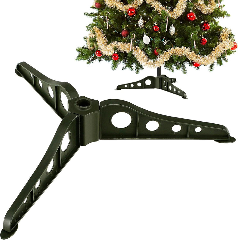 Alipis Christmas Tree Stand Triangle Tree Base Holder Plastic Small Tree Bracket Removable Xmas Tree Support Rack Green Rotating Tree Stand