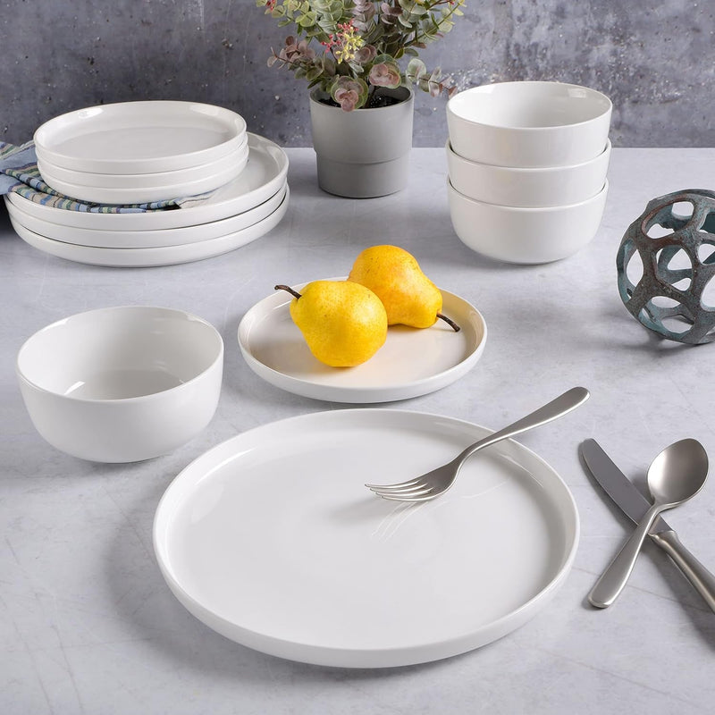 Gibson Home Oslo 12-Piece Porcelain Dinnerware Set, White,Service for 4 (12Pcs)