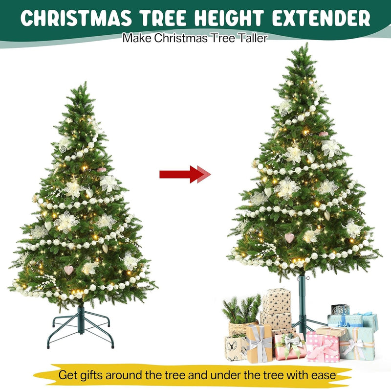 14.8" Christmas Tree Height Extender with 3 Fixing Screws, Fits 0.5-1.25 Inch Tree Poles, Make Christmas Tree Taller for 4.5 Ft to 7.5Ft Artificial Trees, Seasonal Indoor Decor (Green)