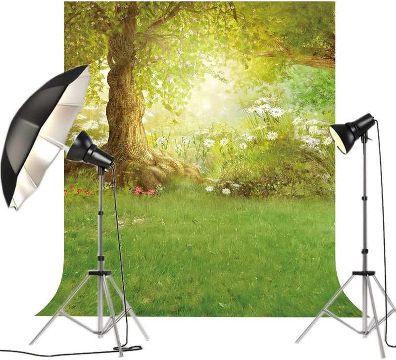 AOSTO 5X7Ft Spring Photography Backdrop Easter Woodland Meadow Flower Fairy Tale Forest Background Photo Studio Photoshoot Backdrops Props FT-3992