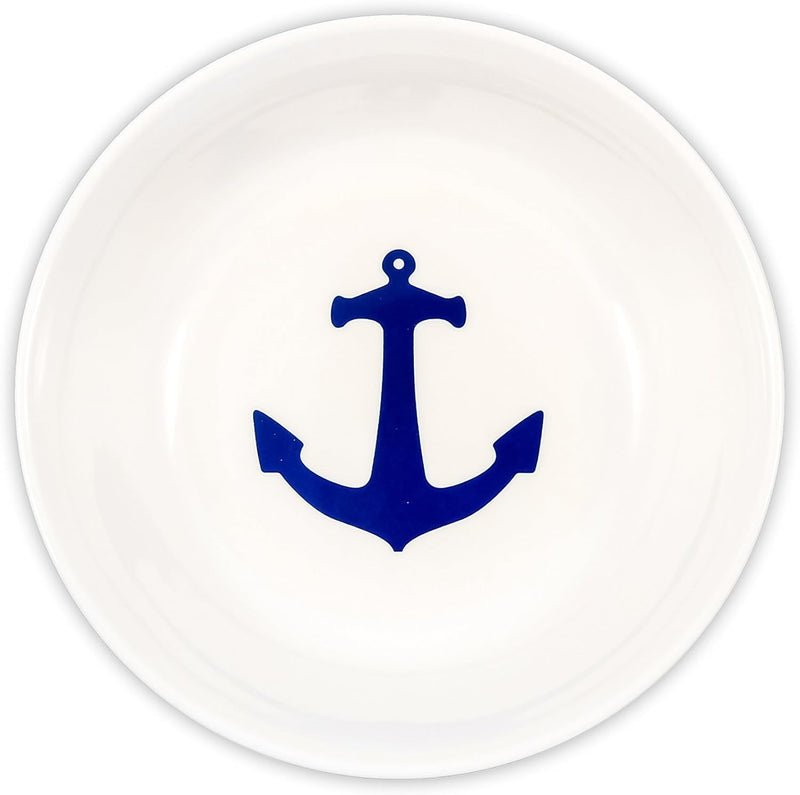 Camco Blue and White Nautical Design 12 Piece Dishware Set- Includes Marine Style Plates and Bowls | Perfect Boating, Sailing, Fishing, the Beach and More | Melamine Material -(41951)