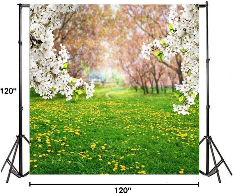 AOFOTO 10X10Ft Spring Scenic Backdrop Sweet Flowers Photography Background Meadow Floral Blossoms Garden Florets Grassland Park Trees Kid Baby Portrait Photo Shoot Studio Props Video Wallpaper Drape