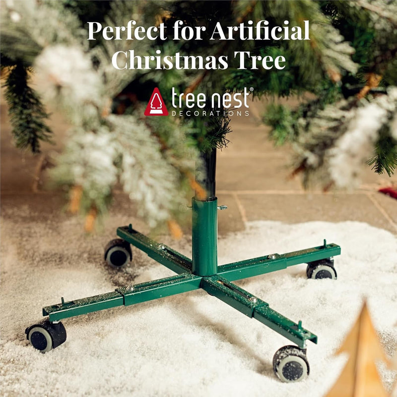 Christmas Tree Stand Base with Wheels Movable Fake Tree Holder for 6Ft Artificial Plant Taxi No Tree Collar or Skirt (Green)