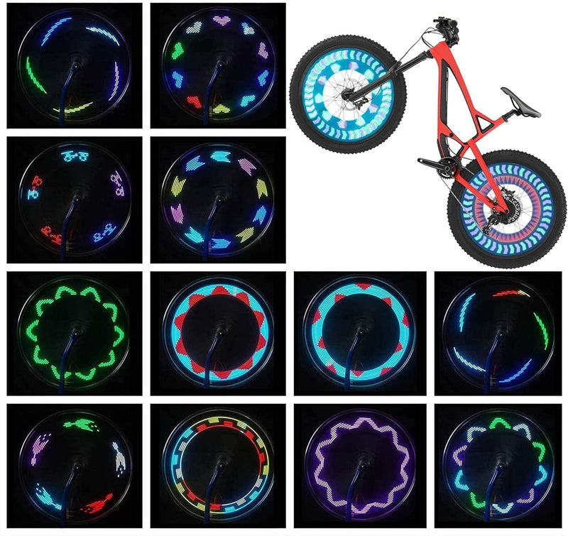 Bike Wheel Lights (2 Pack) - Waterproof LED Bicycle Spoke Lights Safety Tire Lights - Great Gift for Kids Adults - 30 Different Patterns Change - Bike Accessories - Black