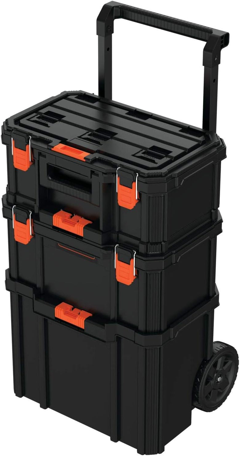 Beyond by BLACK+DECKER BLACK+DECKER BDST60500APB Stackable Storage System - 3 Piece Set (Small, Deep Toolbox, and Rolling Tote)