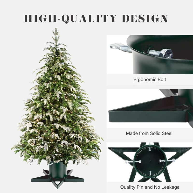 Christmas Tree Stand for 6Ft Real Tree Green Christmas Tree Holder for Holiday Home Party Christmas Tree Decorations Fits up to 4.7" Live Xmas Tree Trunks