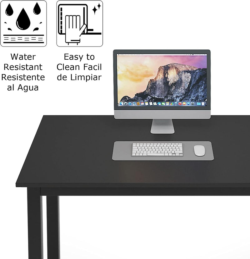 Dlandhome 63 Inch Computer Desk Home Office Table Writing Desk Study Table Gaming Desk Workstation, Black