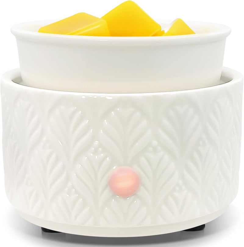 EQUSUPRO Wax Melt Warmer for Scented Wax Melts 3-In-1 Electric Ceramic Candle Wax Warmer Burner Fragrance Wax Melter for Home Office Bedroom Gift & Decor (Leaf)