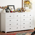 Enhomee White Dresser, Dresser for Bedroom with 10 Drawers Wood Dresser with Smooth Metal Rail, Large Dressers & Chests of Drawers Wide Dresser, White 52.2W*15.8" D*35.8" H